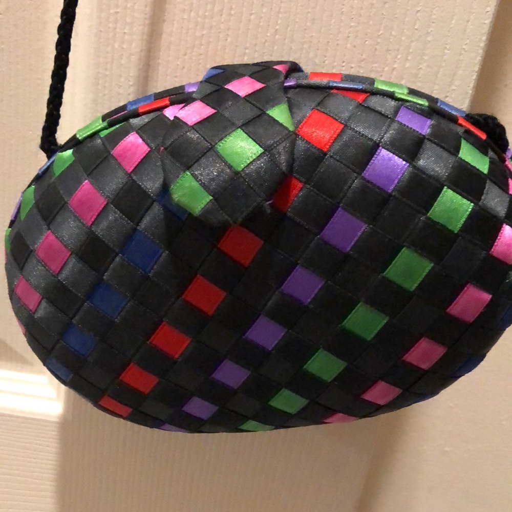 Delill Creation multicolor ribbon clamshell formal purse